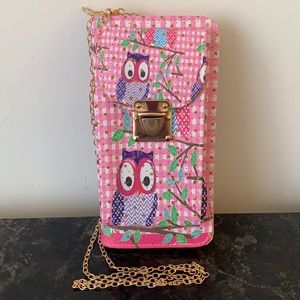 FASHIONISTA Owl Crossbody Wristlet Wallet Bag